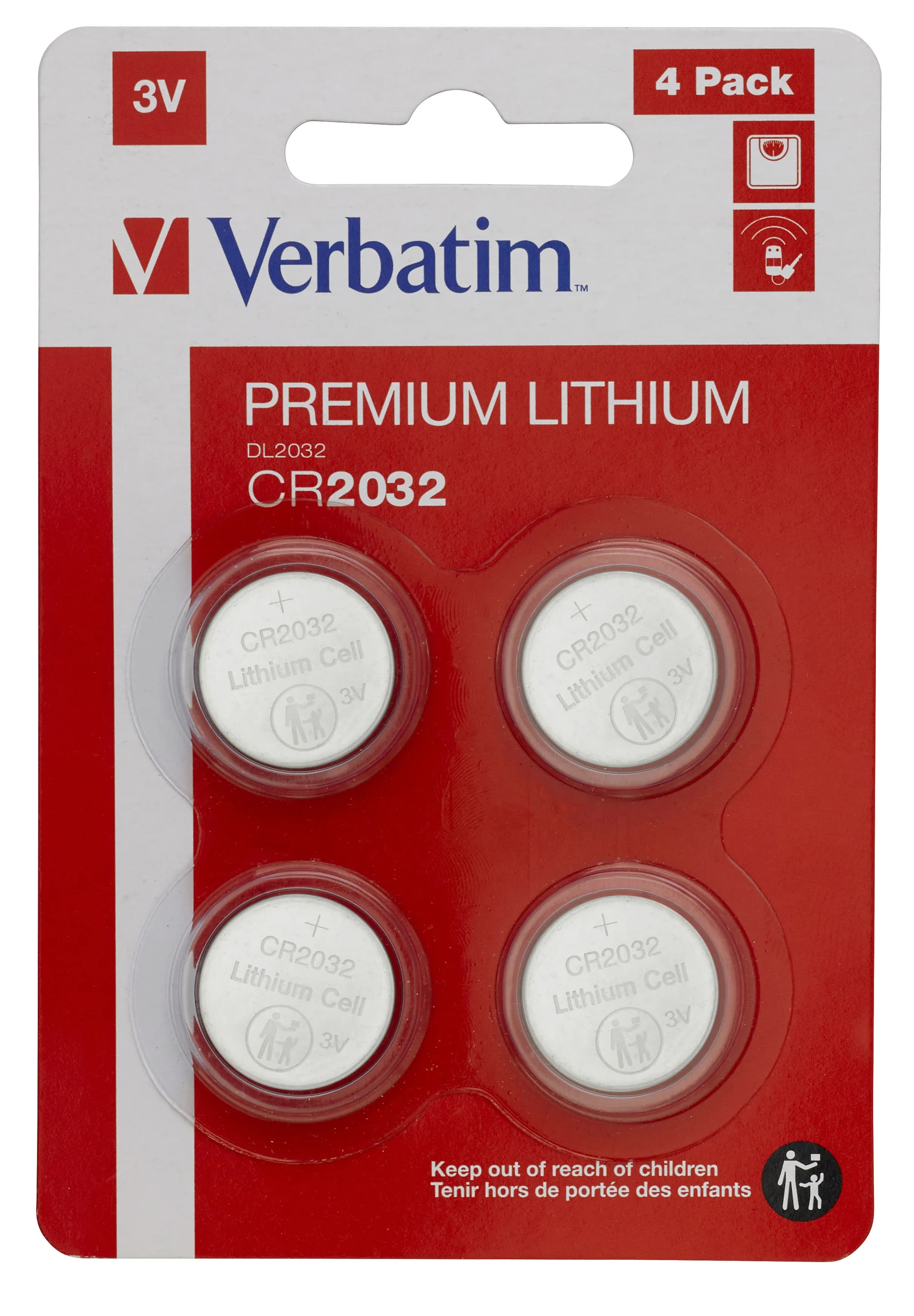 Verbatim LITHIUM BATTERY CR2032 3V 4 PACK