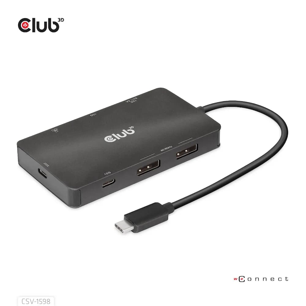 Club 3D 3.2 Gen2 USB-C 7-in-1 -telakka, Musta
