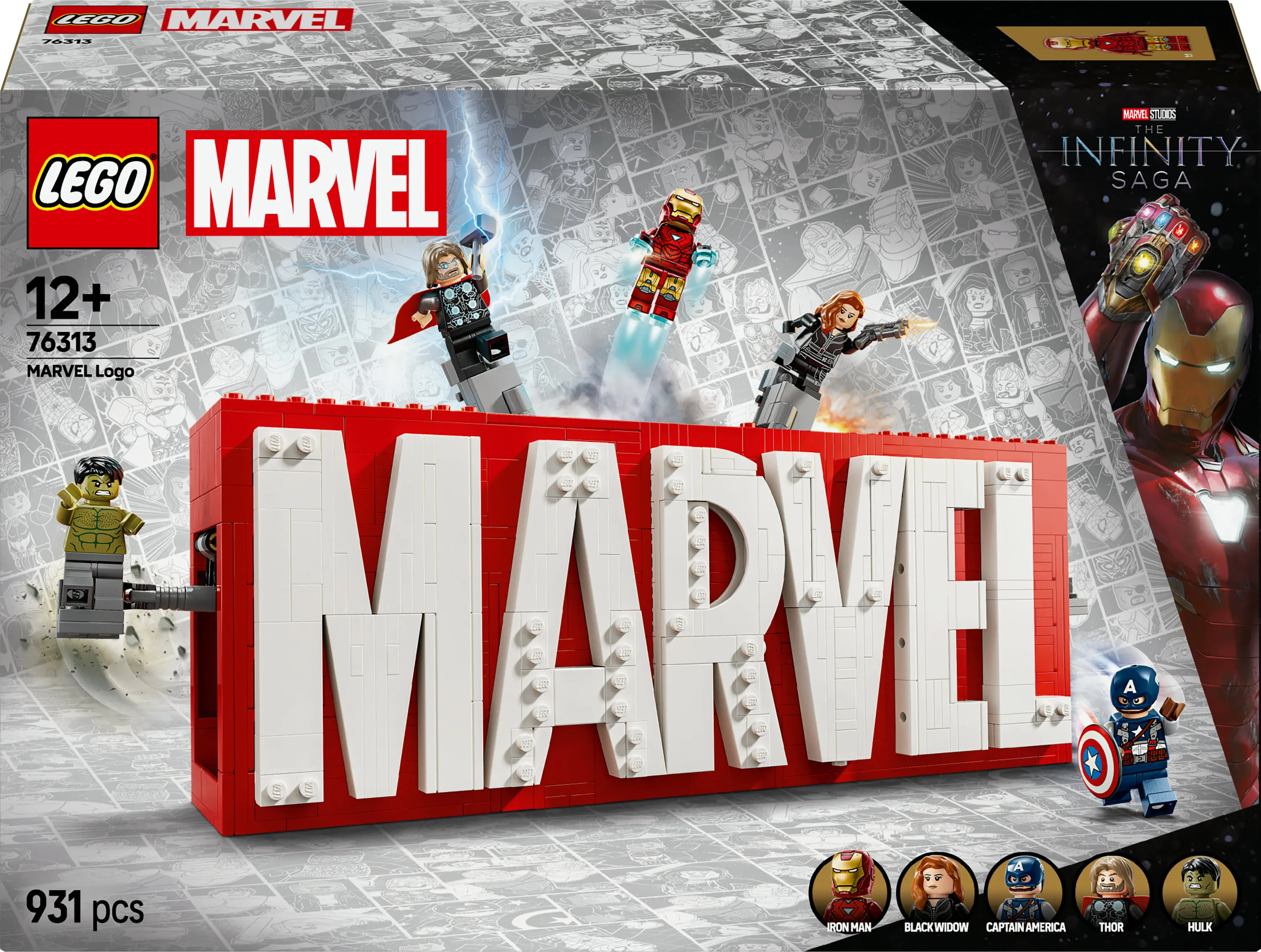 LEGO Marvel MARVEL logo and minifigures 76313
