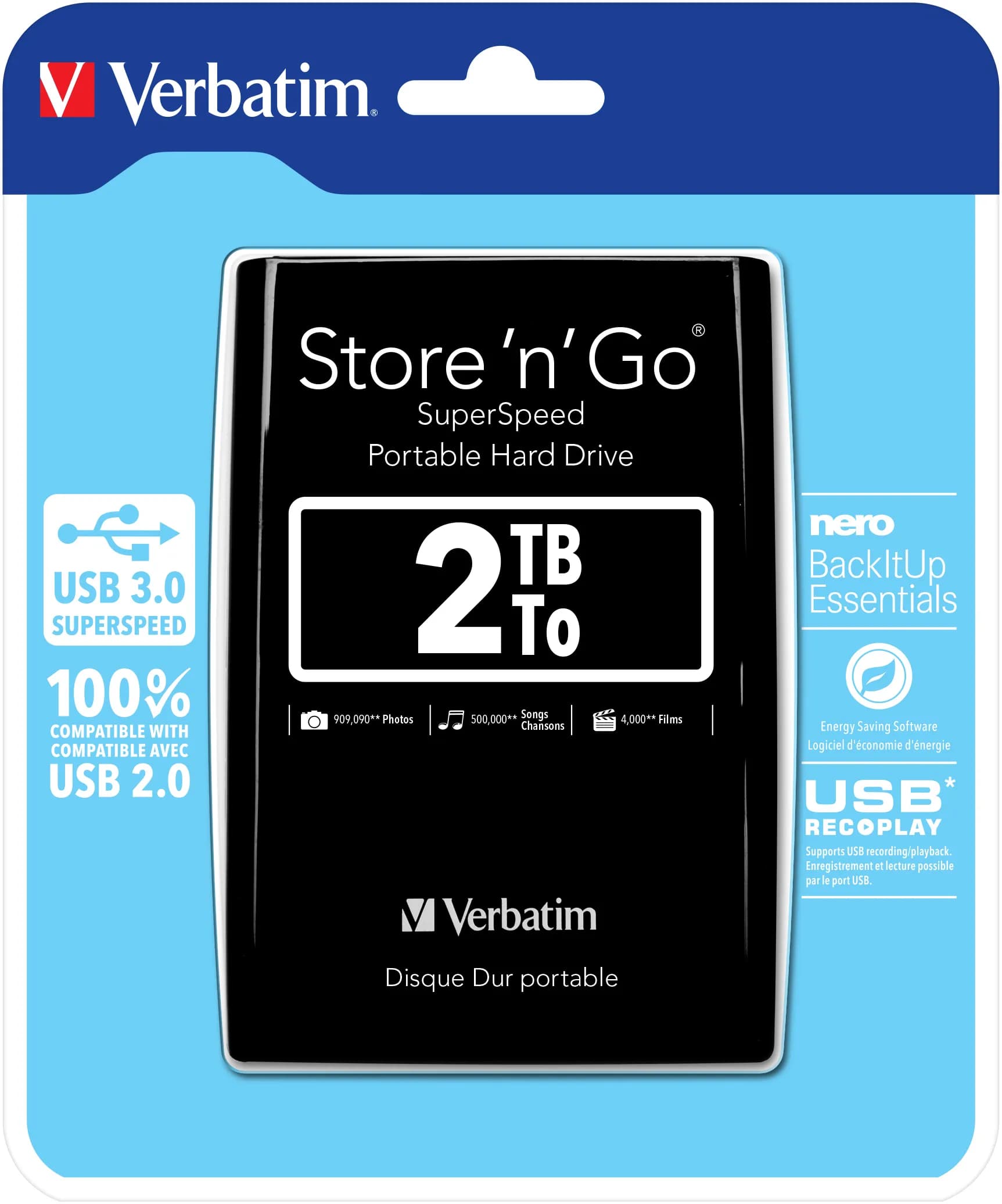 Verbatim Store 'n' Go 2 Tt 2.5" -ulkoinen HDD, musta