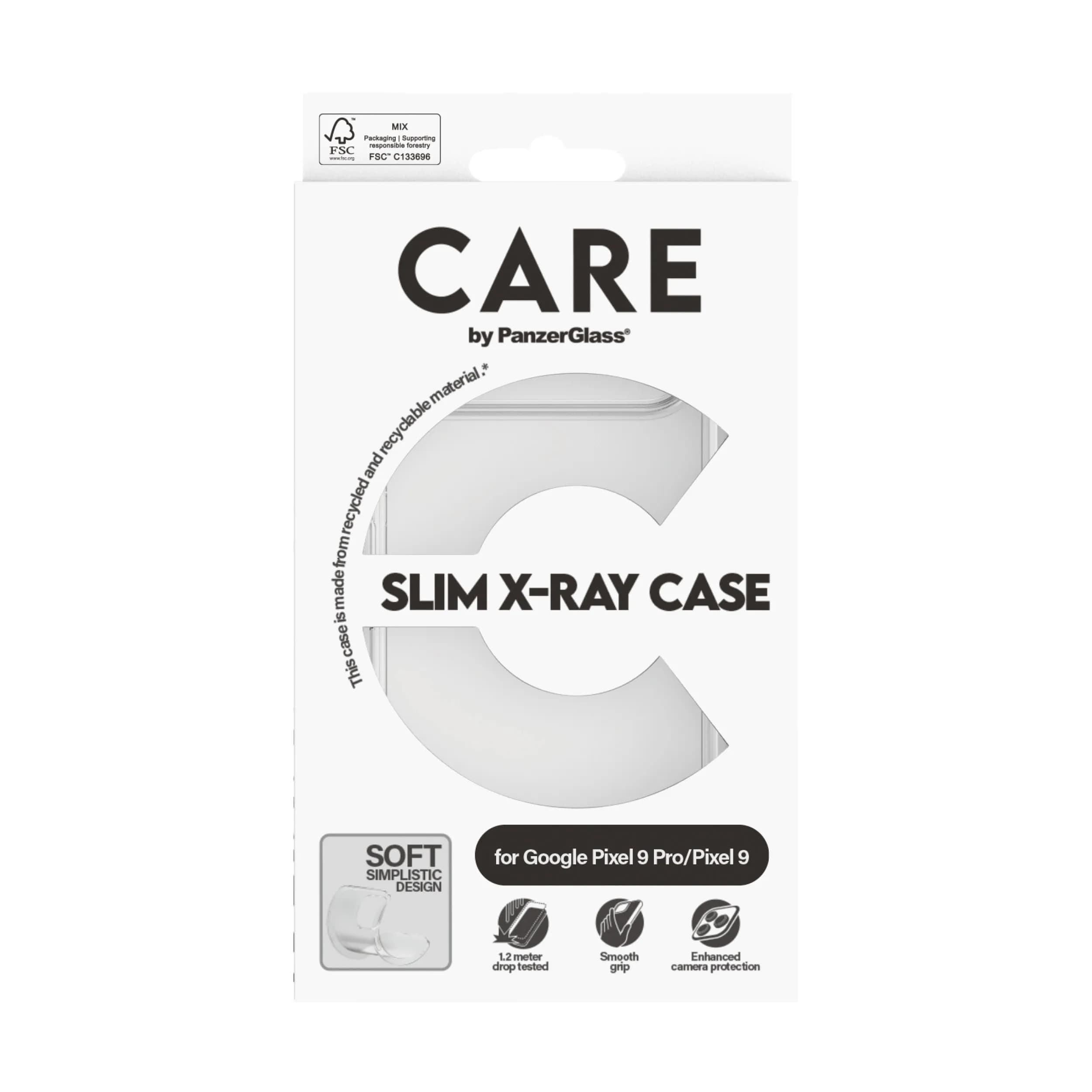 Care by PanzerGlass Pixel 9 / 9 Pro Fashionable -suojakuori, Läpinäkyvä