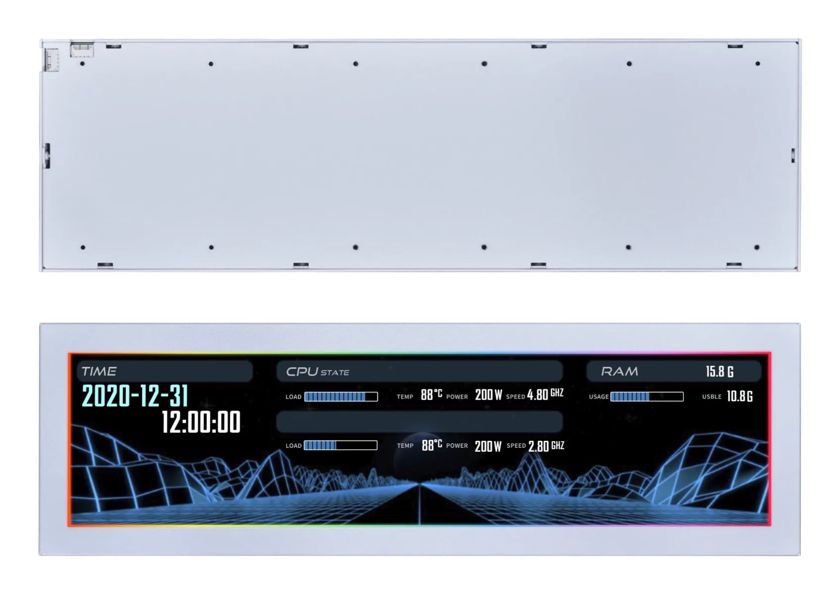 Lian Li 8.8" Universal Screen (SM088W)-miditornikotelo RGB-valaistuksella, valkoinen