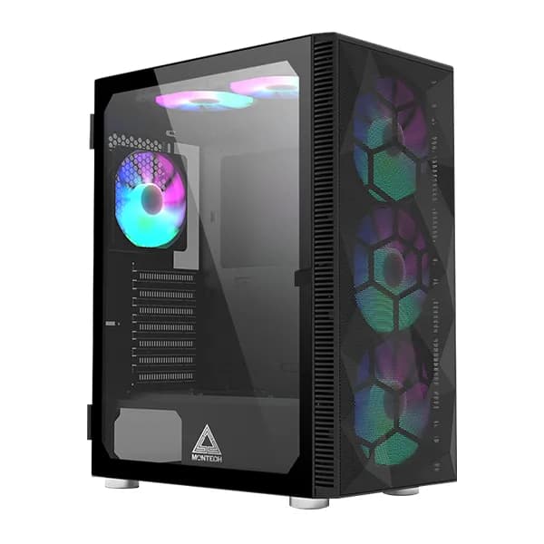 Montech X3 Mesh -miditornikotelo RGB-valaistuksella, musta