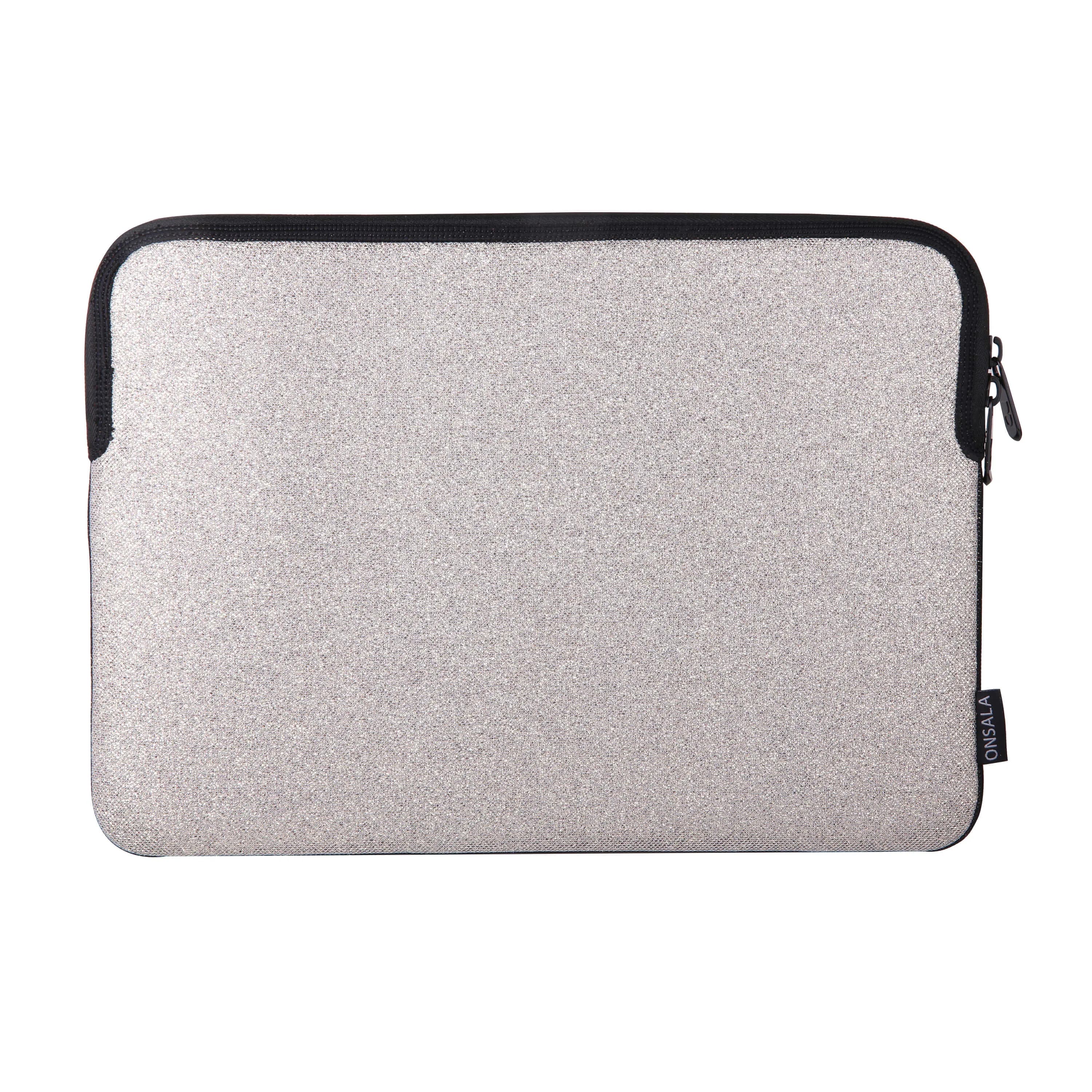 Onsala Sleeve Glitter -suojatasku, hopea, 14"