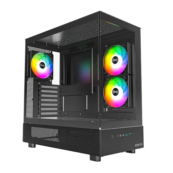 Montech XR (B) -miditornikotelo ikkunalla, RGB-valaistuksella, musta