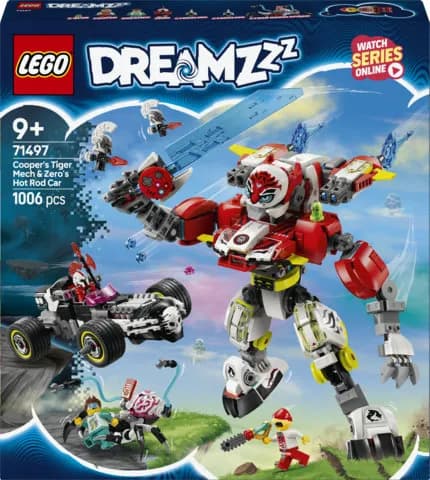 LEGO DREAMZzz Cooperin tiikerirobotti ja Zeron hot rod -auto 71497