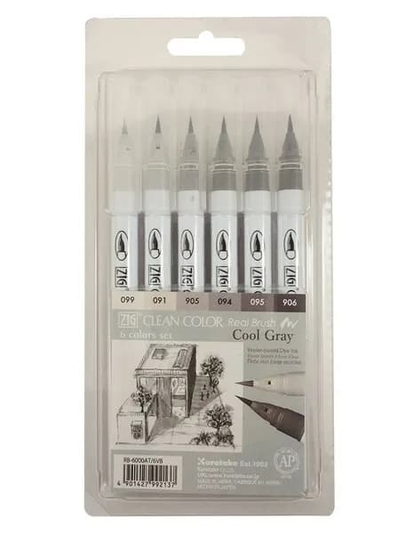 ZIG Clean Color Real Brush 6-set Cool gray