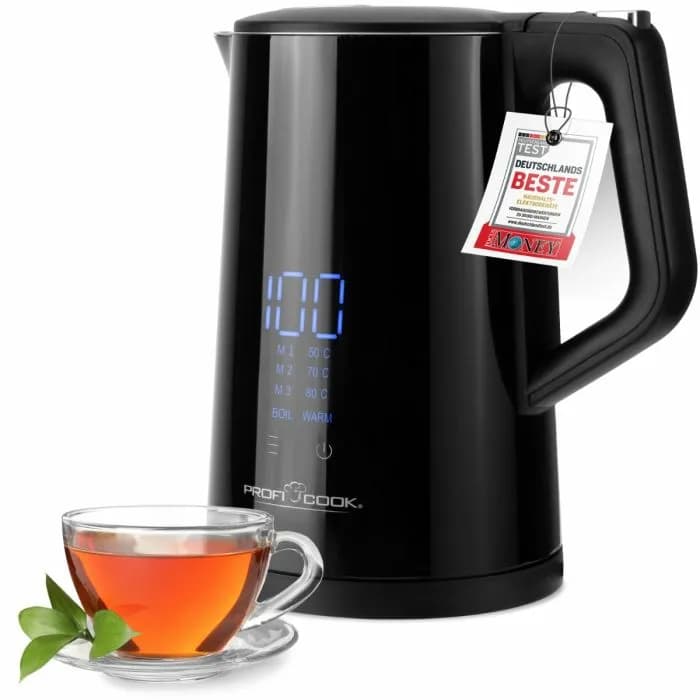 ProfiCook PC-WKS 1243 -vedenkeitin, 1,7 l, 2200 W, musta