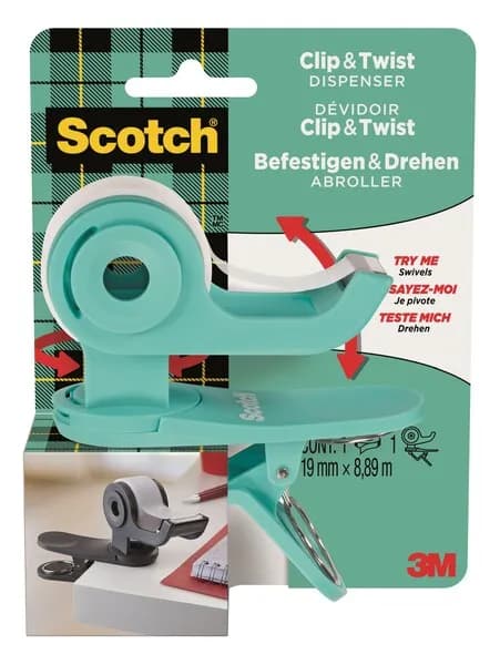 Scotch Clip & Twist grey Tape Dispenser
