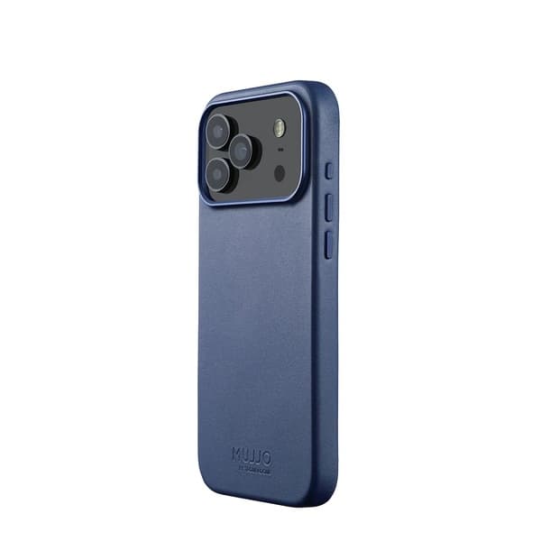 Mujjo Leather Case, iPhone 17 Pro Max -suojakuori, Monaco Blue