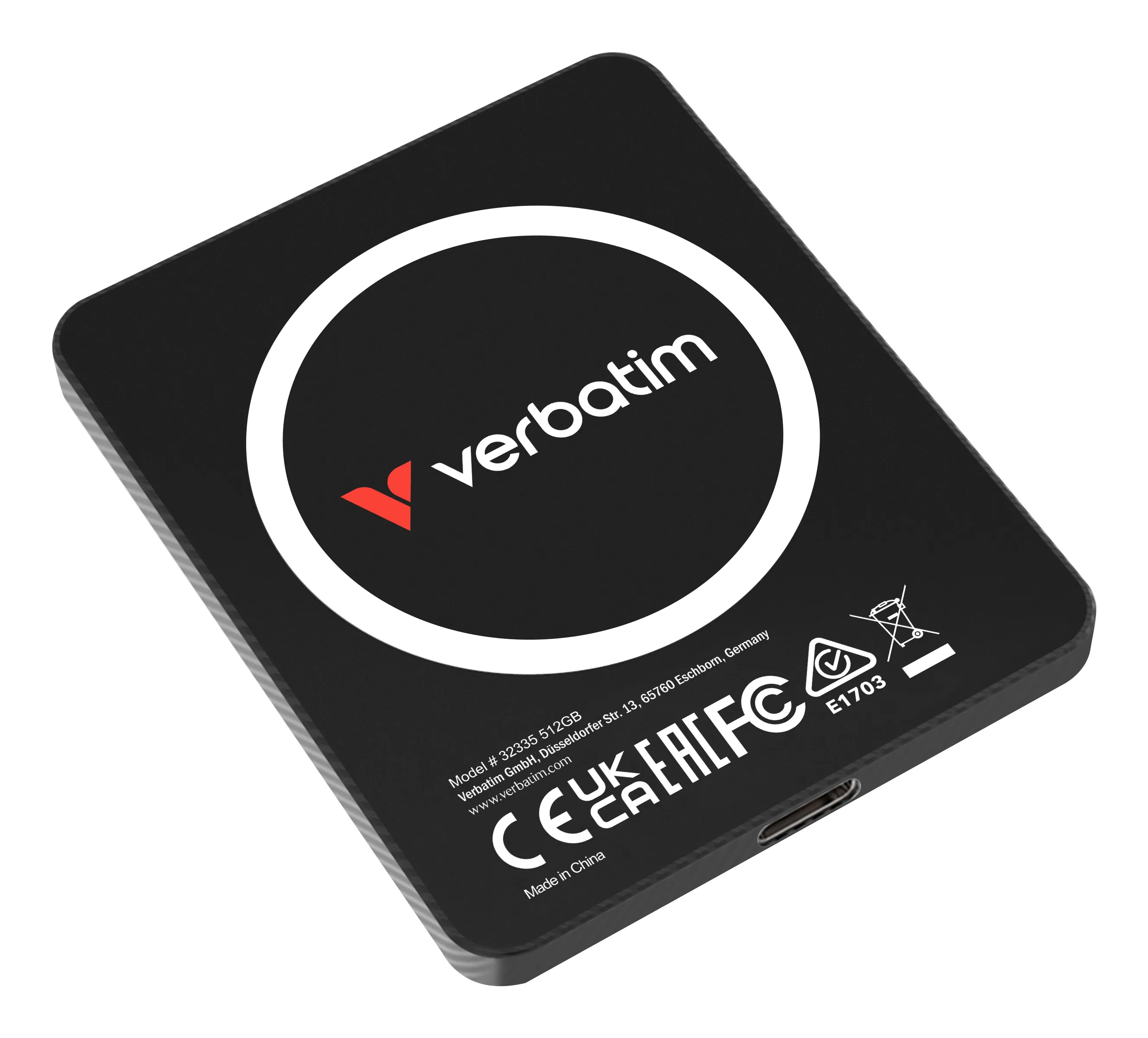 Verbatim SnapBack Ultra Slim 512 Gt USB 3.2 Gen 2x2 (USB-C) -ulkoinen SSD, musta
