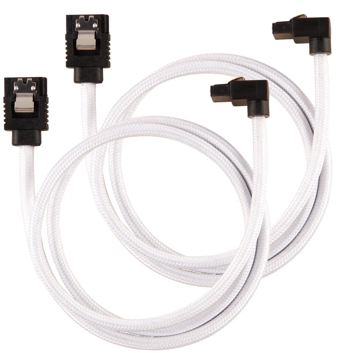 CORSAIR Premium Sleeved SATA Data Cable Set with 90degree Connectors White 60cm