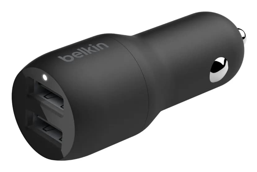DUAL USB-A CAR CHARGER 12W X2 BLK