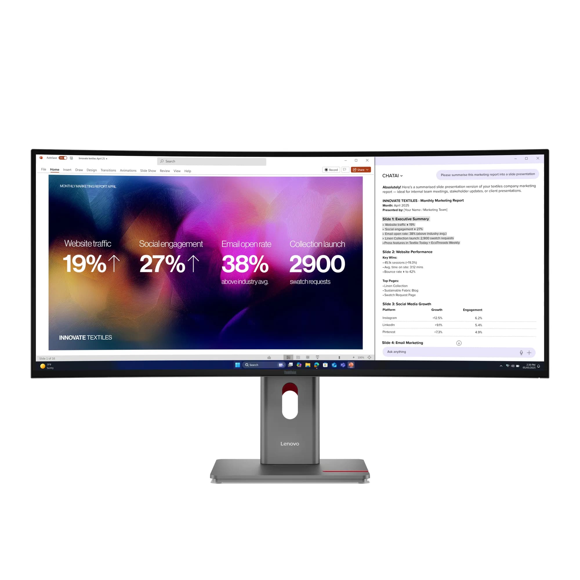 Lenovo ThinkVision P40WD-40 39.7" WUHD, IPS, 120Hz, HDR, USB-C hub -kaareva näyttö