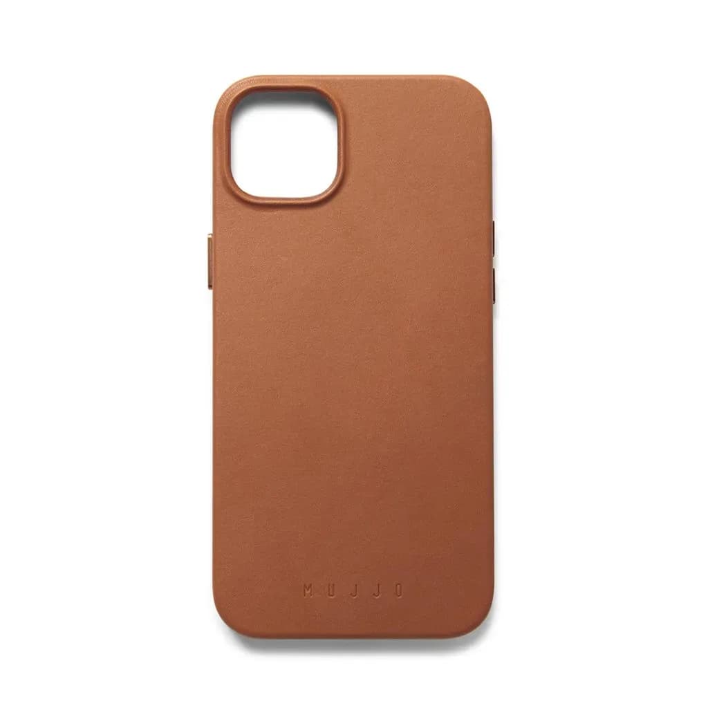 Mujjo Full Leather Case, iPhone 14 Plus, MagSafe -suojakuori, Ruskea