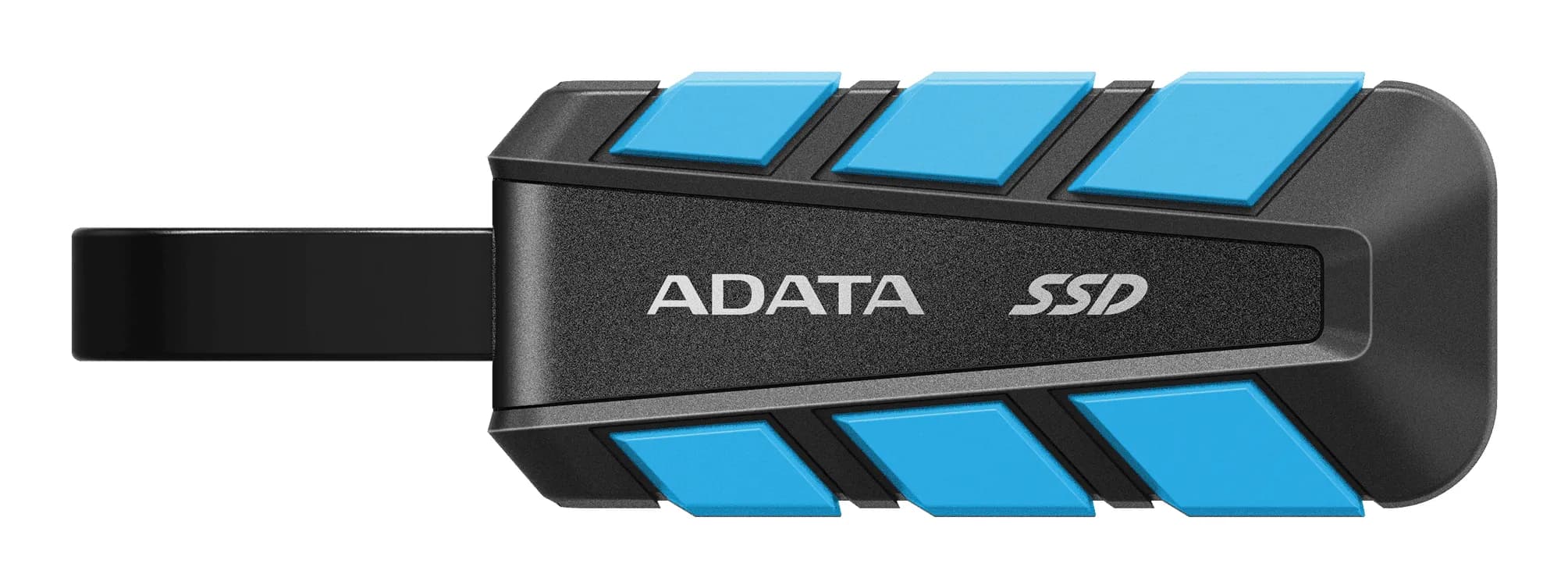 A-DATA SC740 500 Gt USB 3.2 Gen 2 (USB-C) -ulkoinen SSD, iskunkestävä, kannettava, pelikäyttöön, musta, sininen