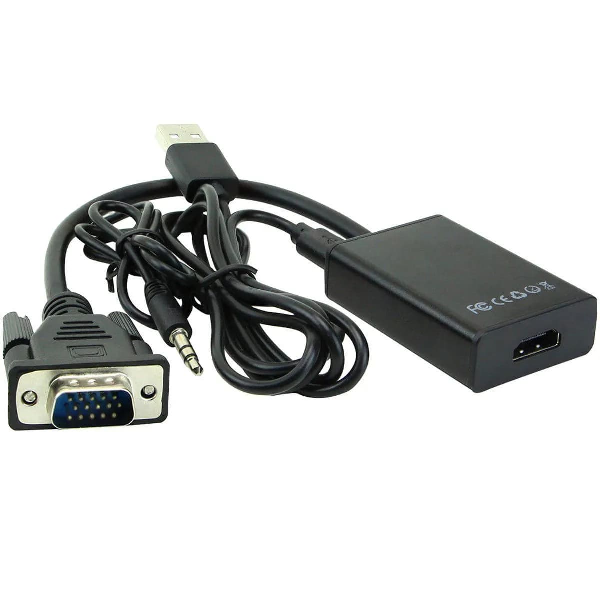 MicroConnect VGA to HDMI, USB, 3.5mm, HDMI Compliant, HDCP ready -adapteri, Musta