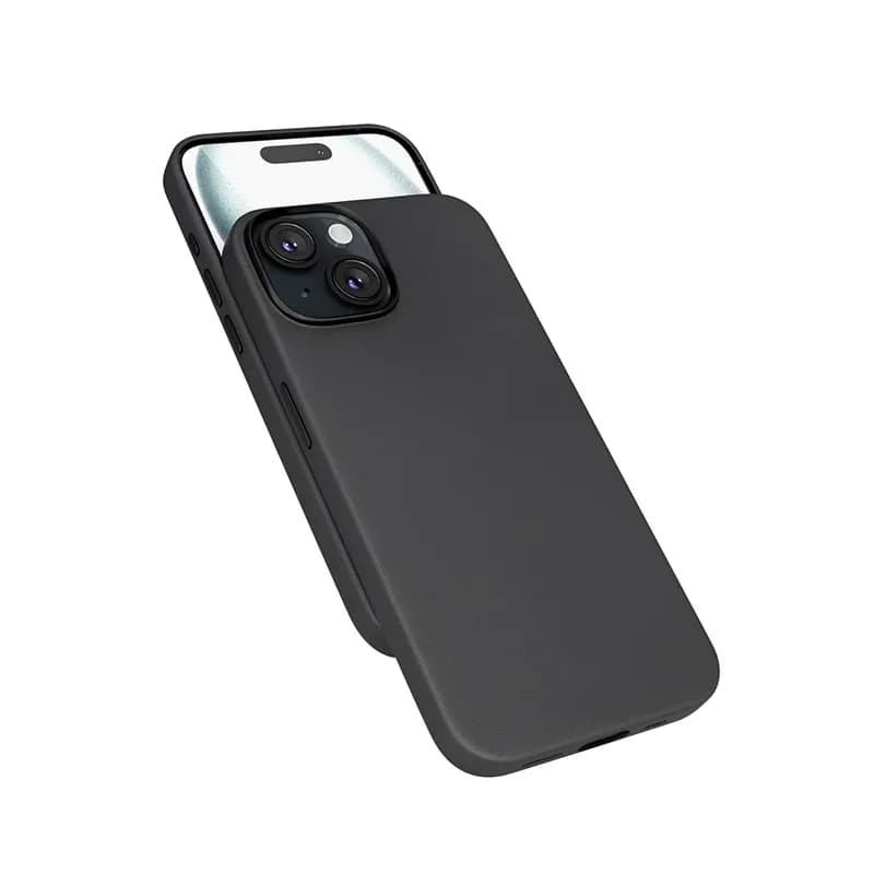 Epico Mag+ Leather Case, iPhone 15 Plus -suojakuori, Musta