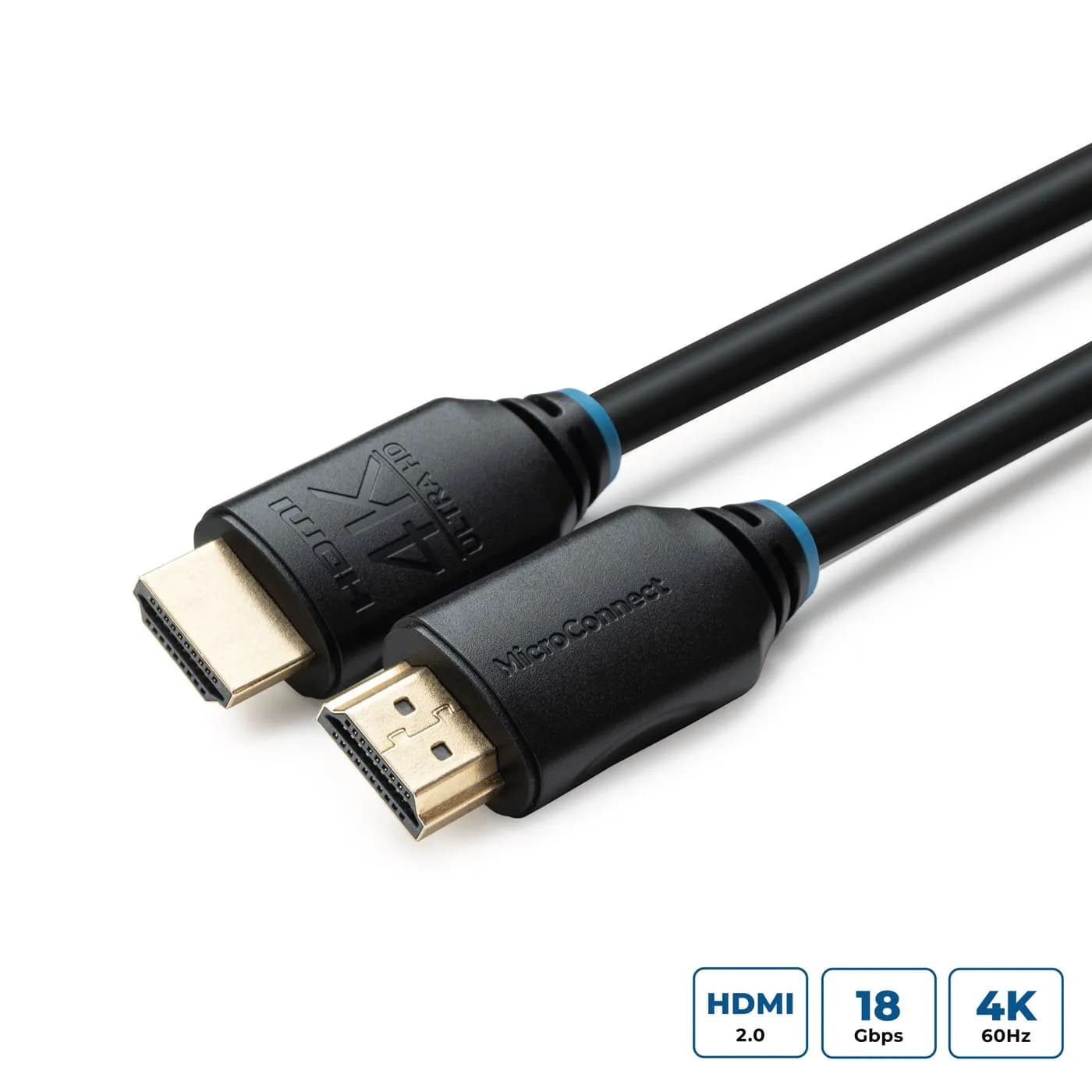 MicroConnect HDMI 2.0 -kaapeli, jossa Ethernet, 4K, 7,5 m, musta