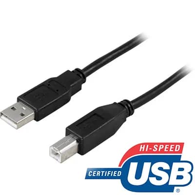 Deltaco USB-A – USB-B -kaapeli, 1 m, musta