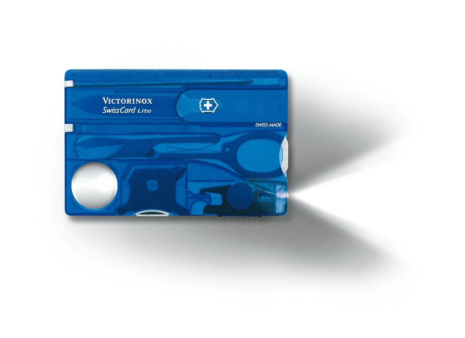 Victorinox SwissCard Lite -monitoimikortti, läpinäkyvä sininen