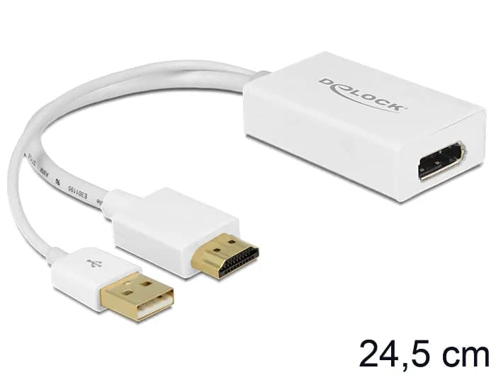 De-Lock  DisplayPort – HDMI + USB -adapteri, Valkoinen