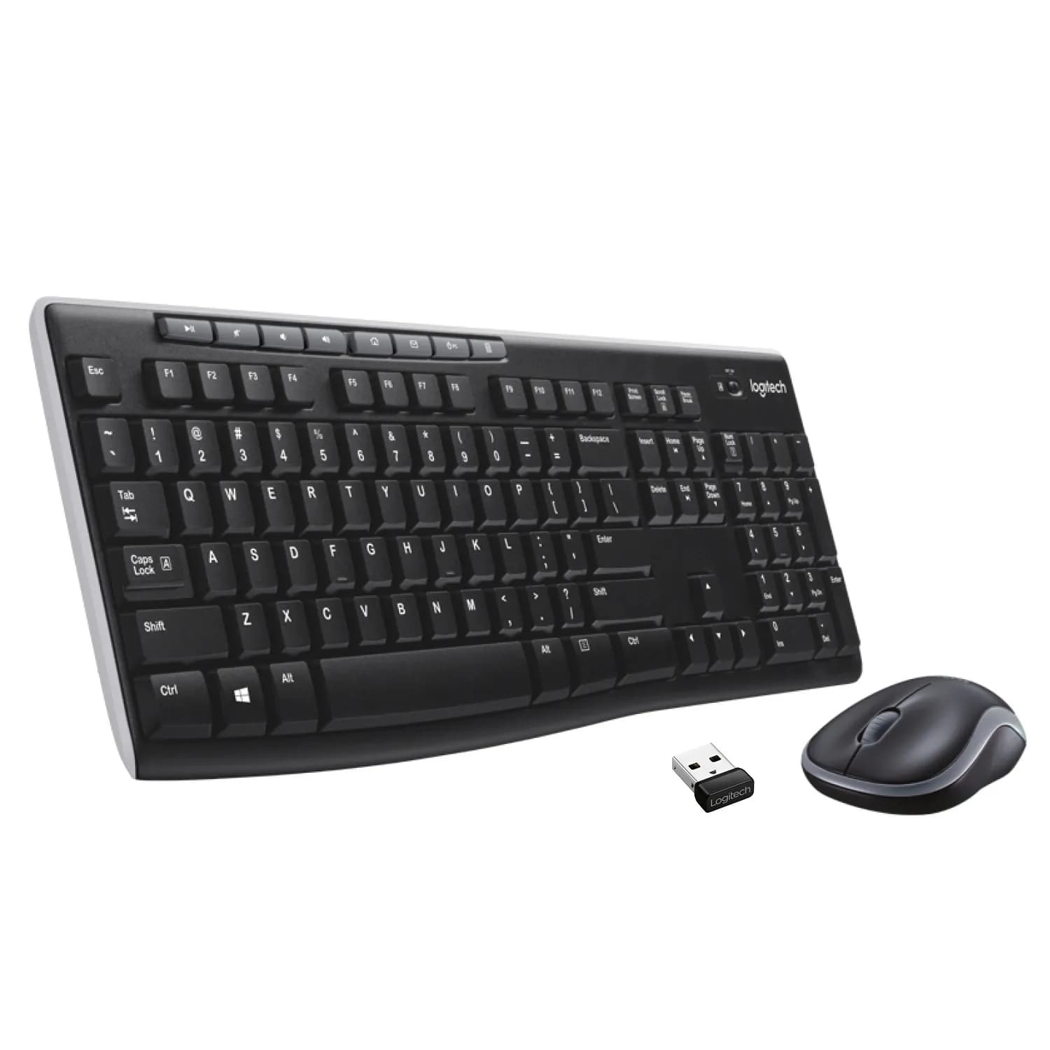 Logitech MK270 -langaton ergonominen näppäimistö ja hiiri, musta
