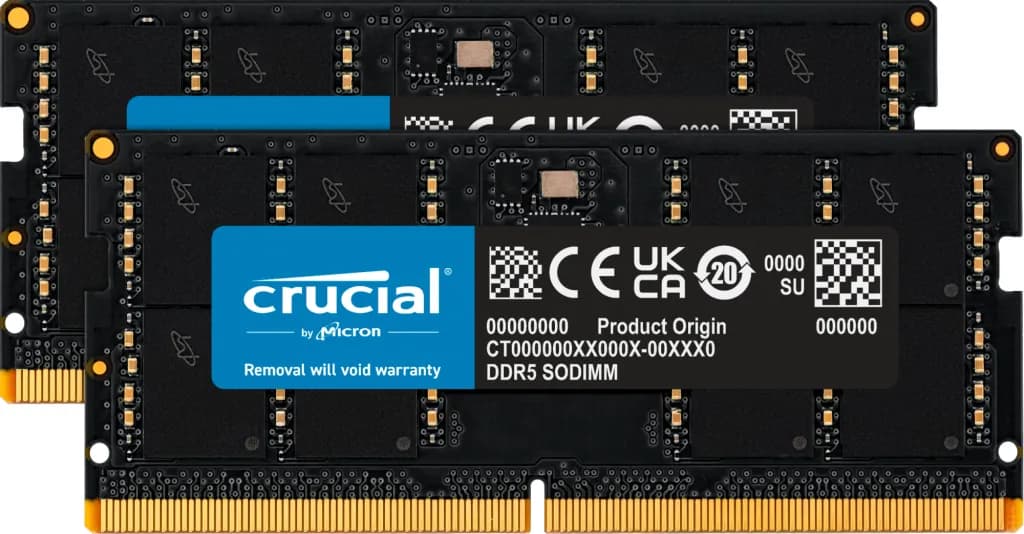 Crucial 64 Gt (2 x 32 Gt) DDR5 4800 MHz, CL40 -muisti