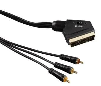 Hama SCART – 3x RCA kullattu -audiokaapeli, 1,5 m, musta