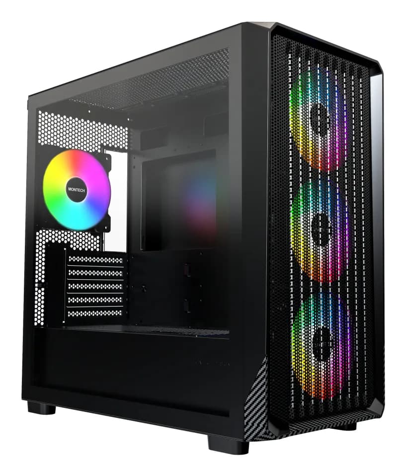 MONTECH X5M -micro-ATX-kotelo RGB-valaistuksella, musta