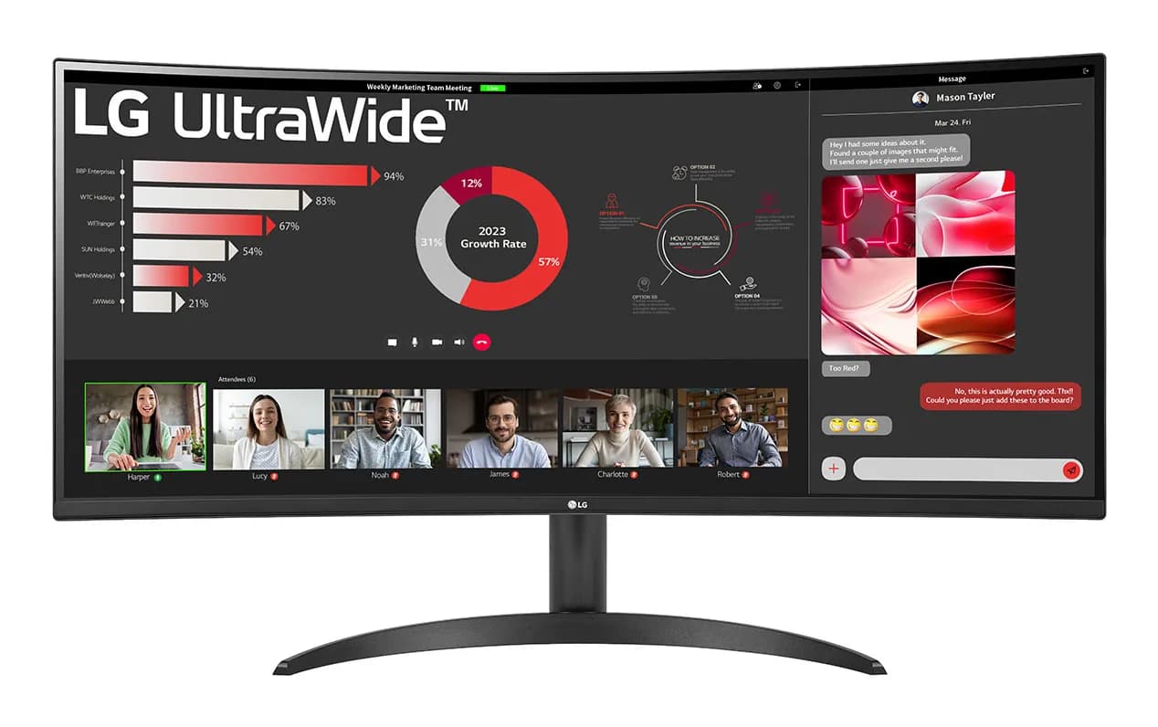 LG UltraWide 34WR50QK-B 34" UWQHD, VA -kaareva näyttö