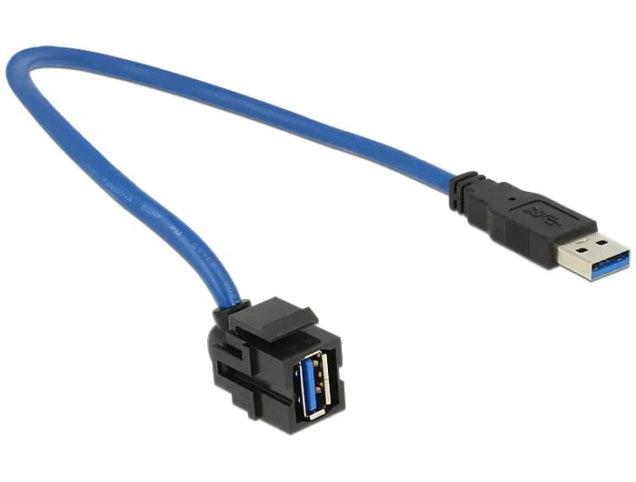 DeLOCK Keystone Module USB-A -jatkokaapeli, 0,5 m, sininen