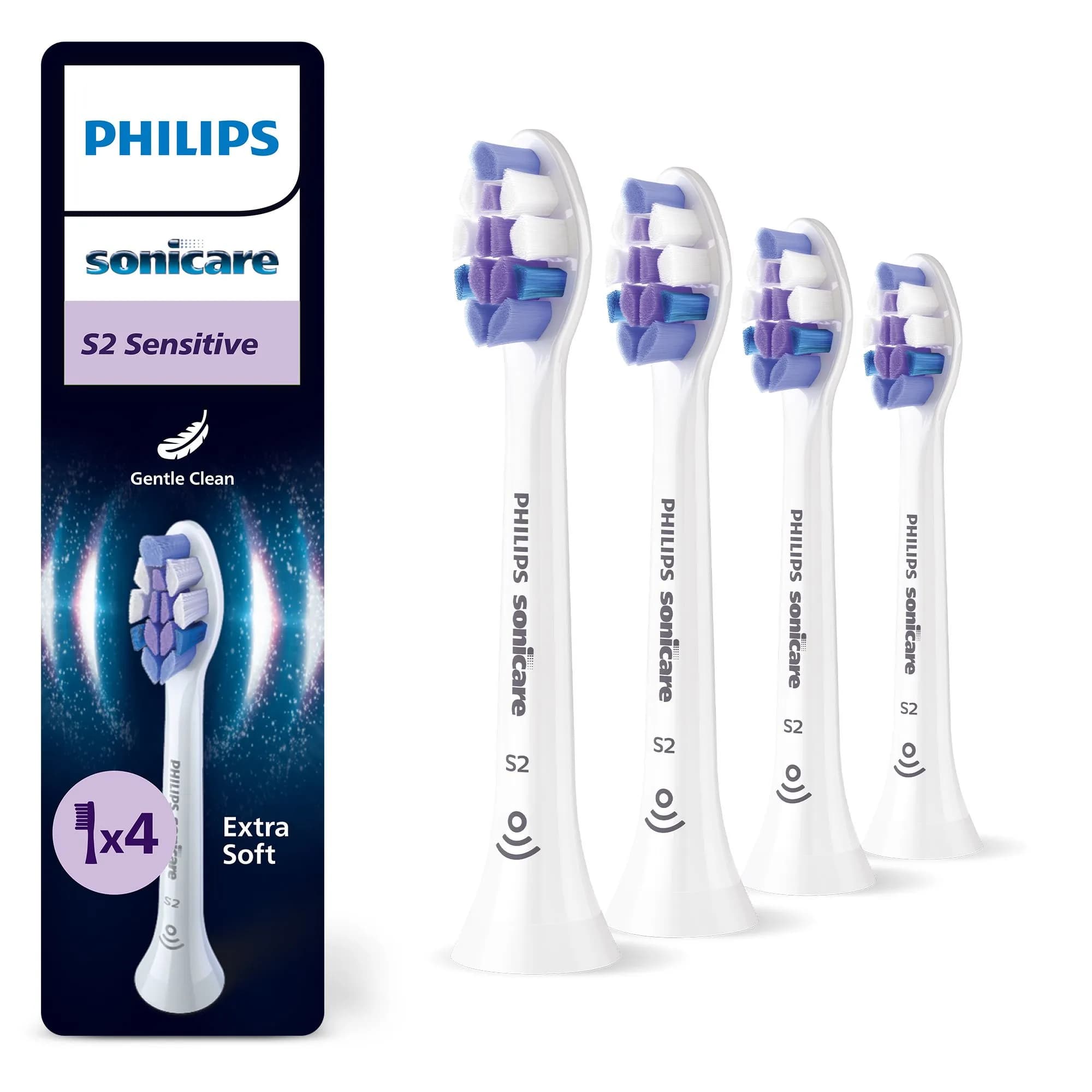 Philips Sonicare S2 Sensitive -vaihtoharjapäät (HX6054/87), valkoinen, 4 kpl
