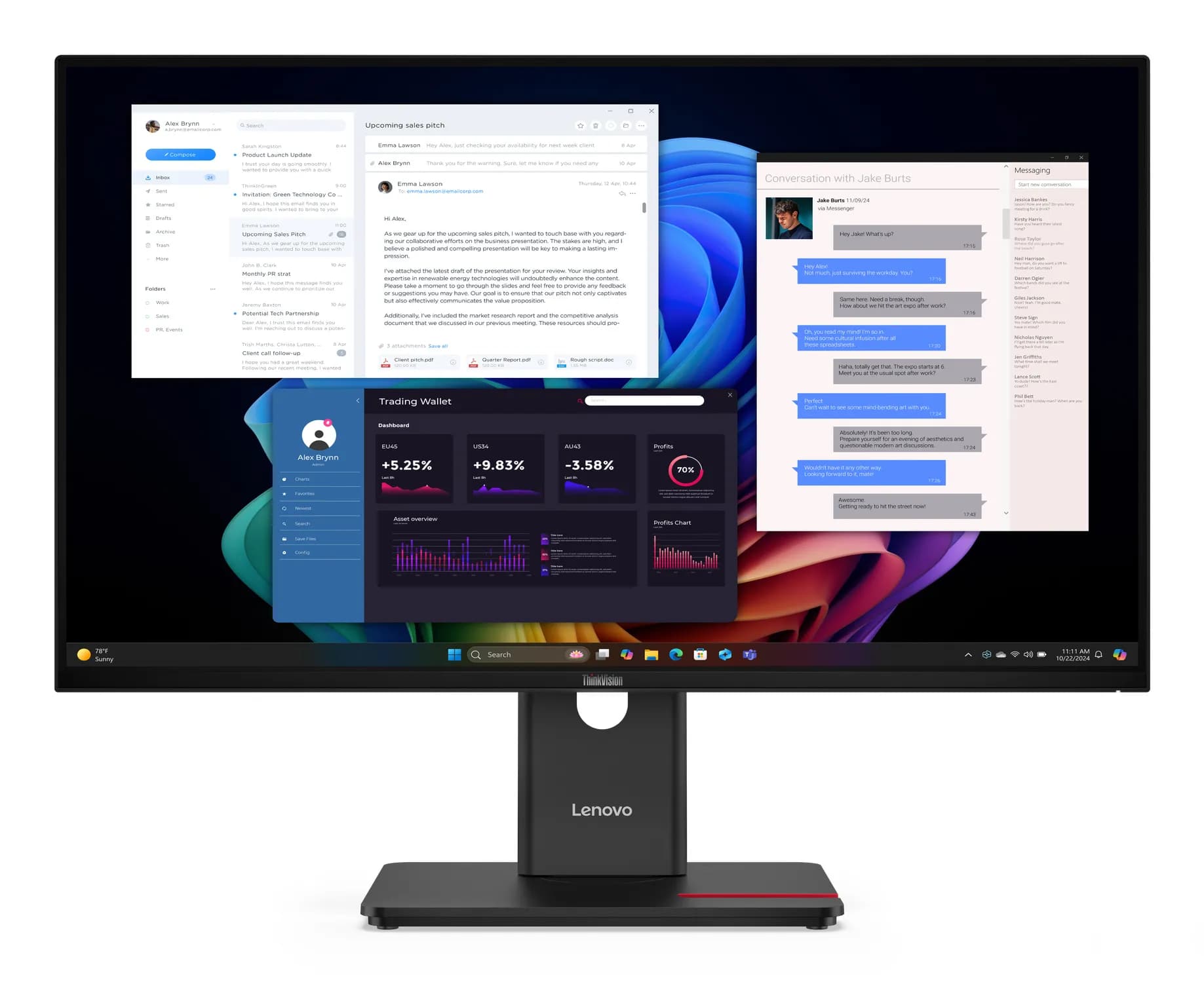 Lenovo ThinkVision T27UD-40 27" 4K UHD, IPS -näyttö, USB-C hub