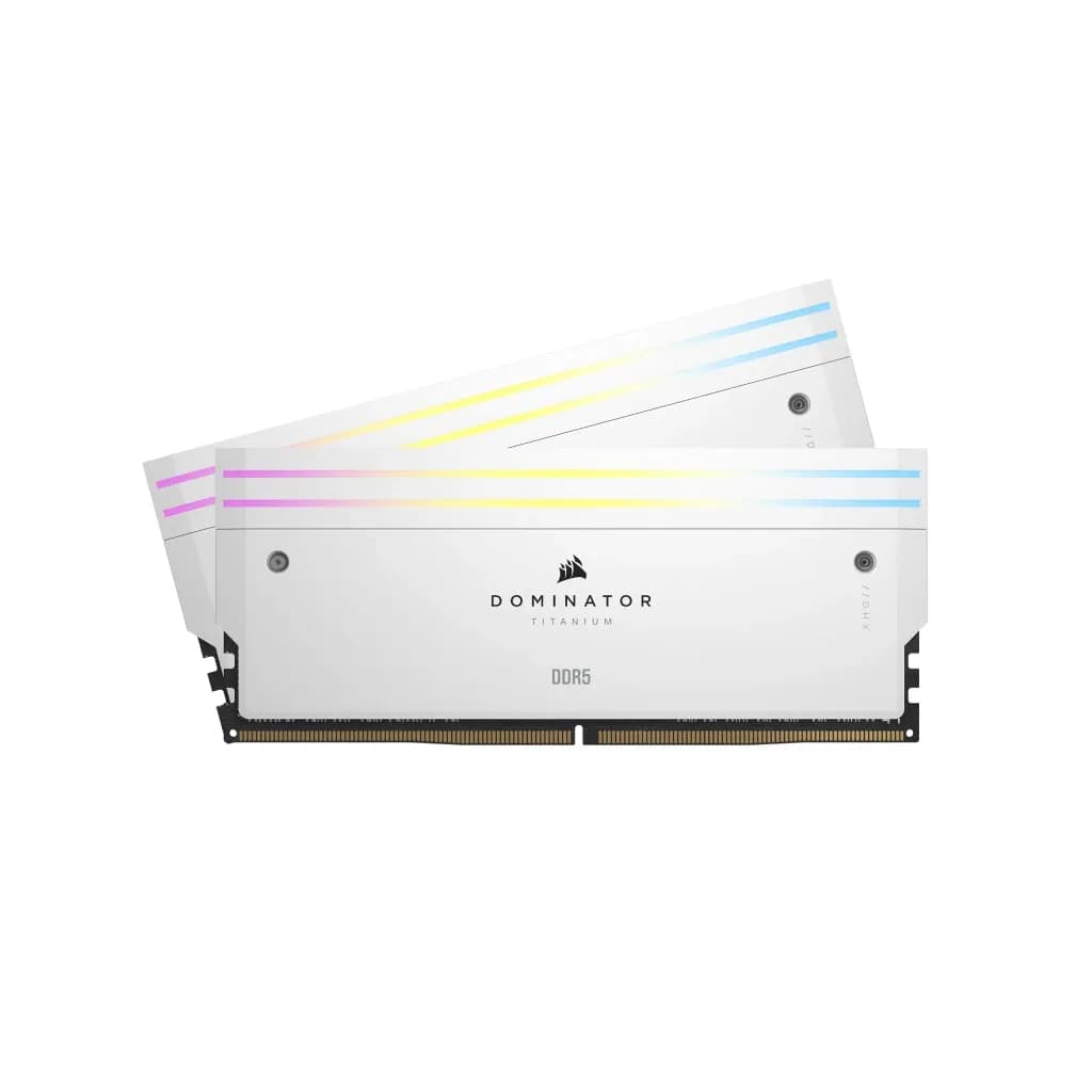 Corsair DOMINATOR TITANIUM RGB 96 Gt (2 x 48 Gt) DDR5 6600 MHz, CL32 -muisti, valkoinen (XMP)