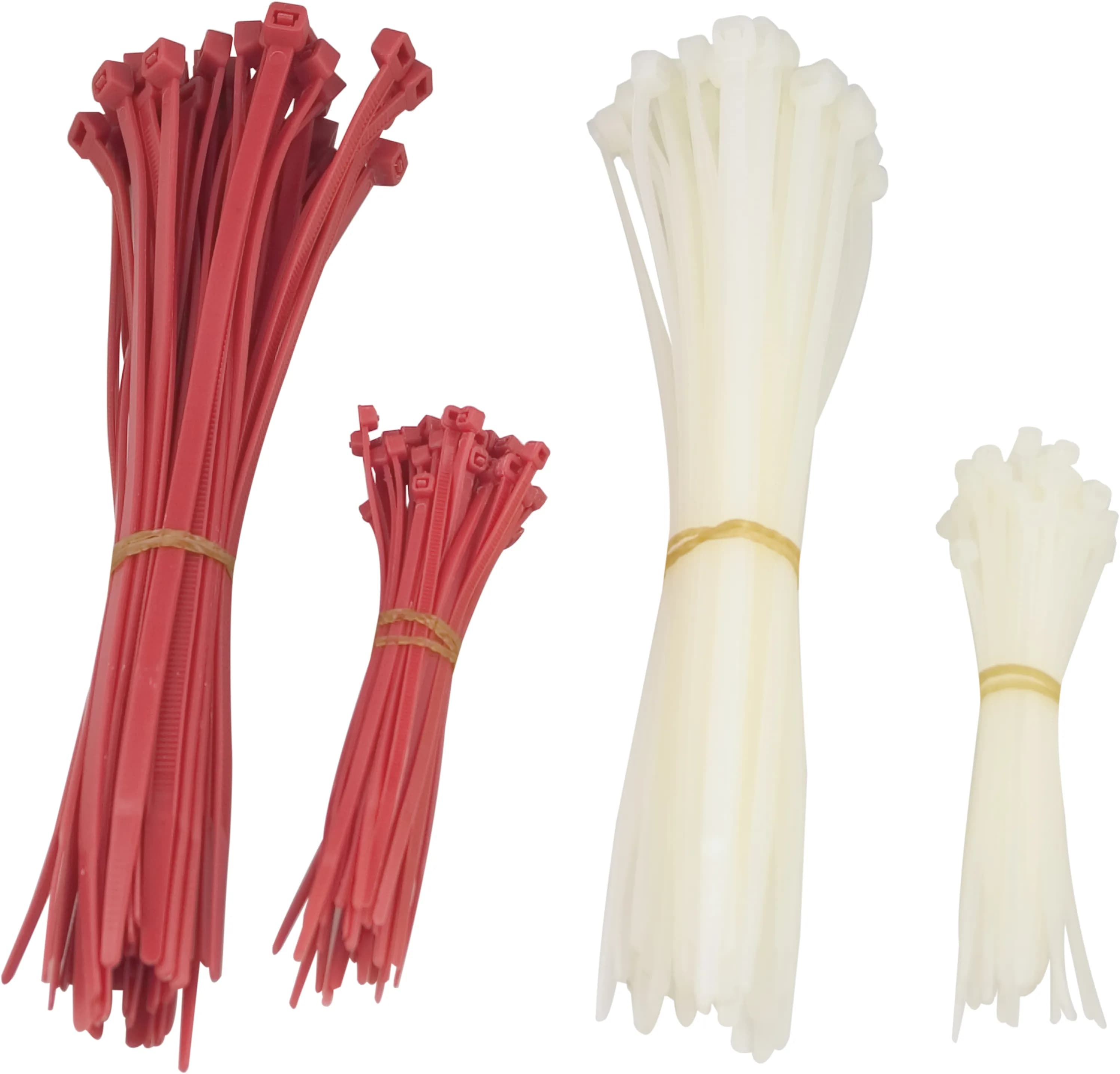 DELTACO nippuside, 100mm & 200mm, 200-pakkaus, punainen/valkoinen