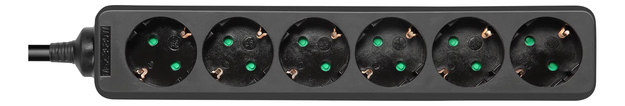 Deltaco pistorasia 6xCEE 7/3 1xCEE 7/7, jatkojohto 3m, musta