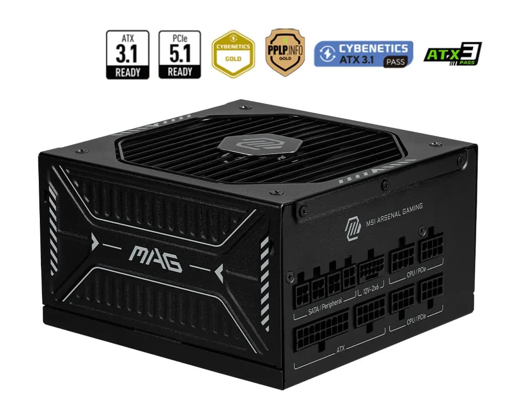 MSI MAG A850GLS PCIE5 850W -virtalähde, 80 Plus Gold