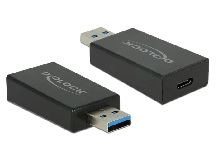 Delock Konverterare USB 3.1 Gen 2 USB-A hane till USB-C hona, svart