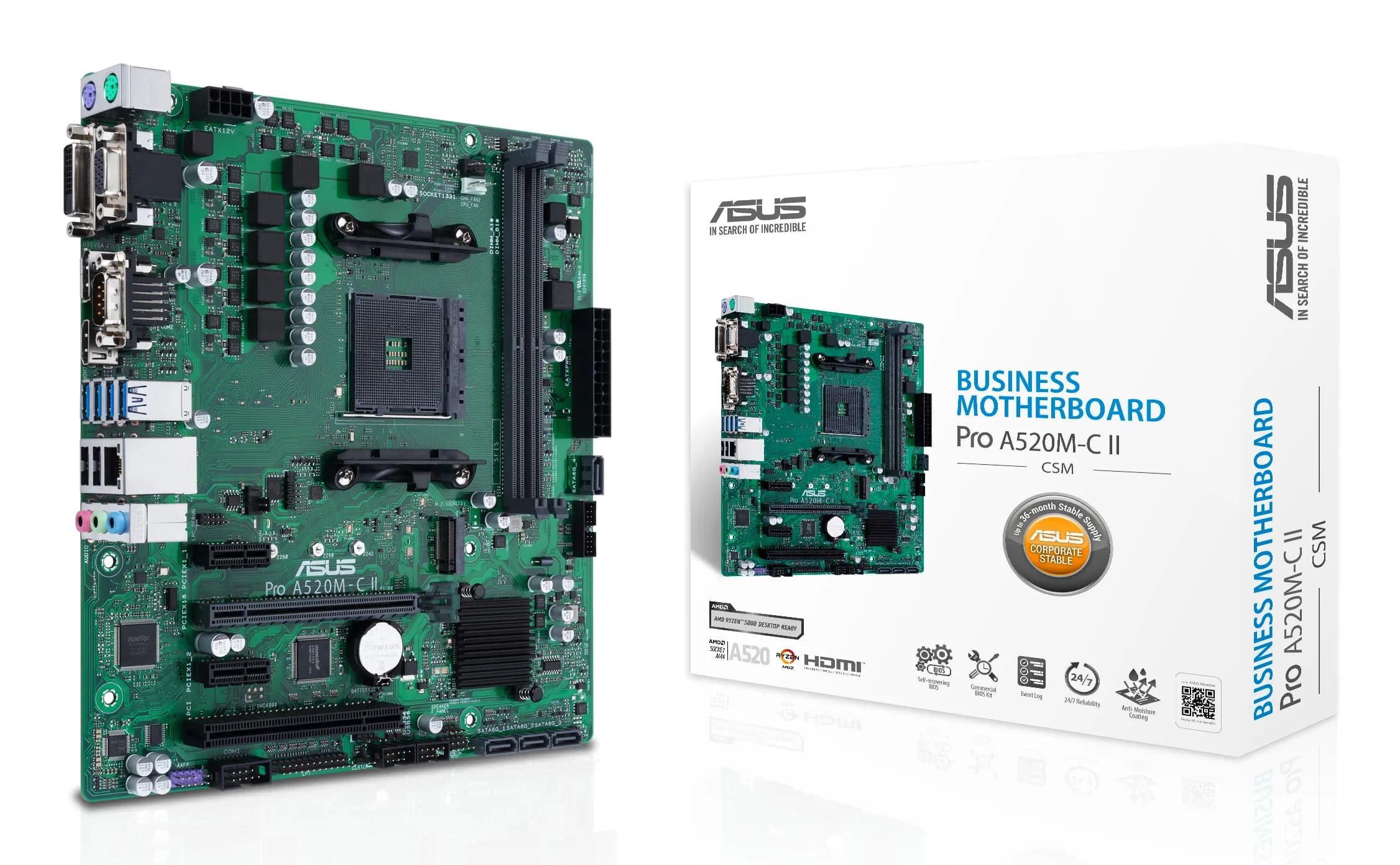 Asus PRO A520M-C II/CSM AM4 mATX -emolevy