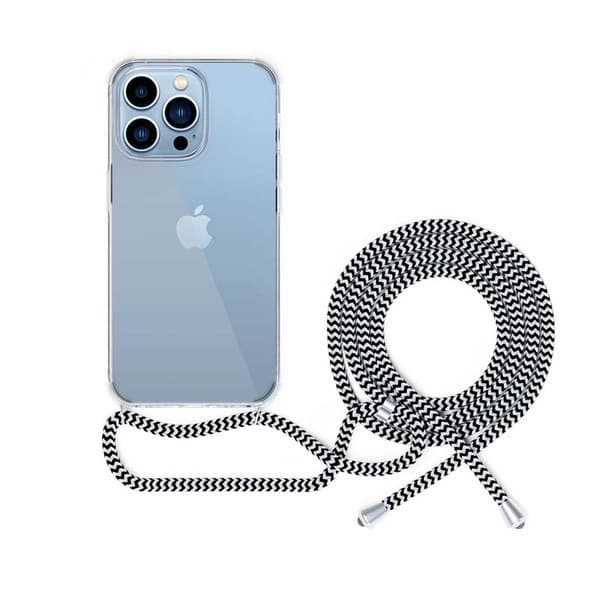 Epico Nake String, iPhone 13 Pro Max -suojakuori, Läpinäkyvä, Musta/Valkoinen