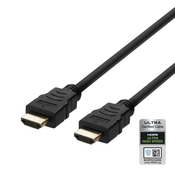 Deltaco Ultra High Speed HDMI 2.1 -kaapeli, jossa 8K, 1 m, musta