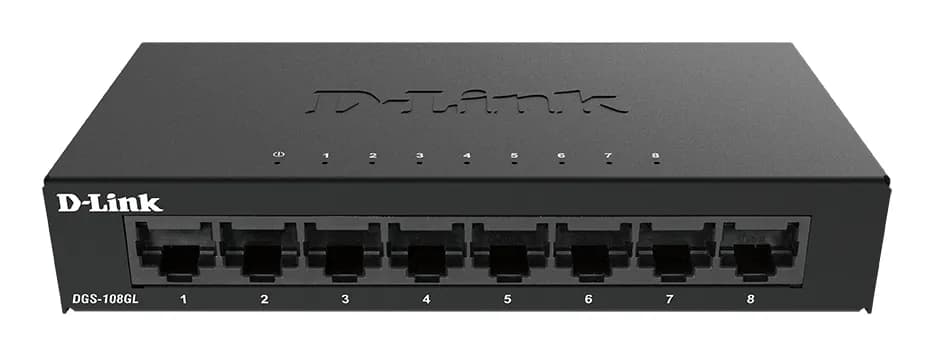 D-Link 8-Port Gigabit Ethernet Metal Housing Unmanaged Light Switch