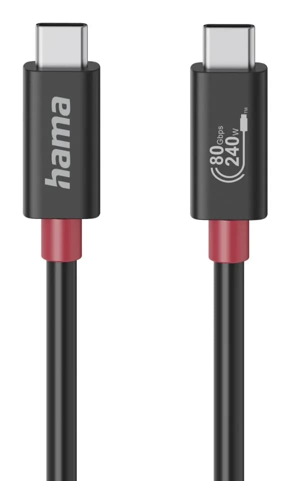Hama USB4 USB-C -kaapeli, 240 W, 1 m, musta