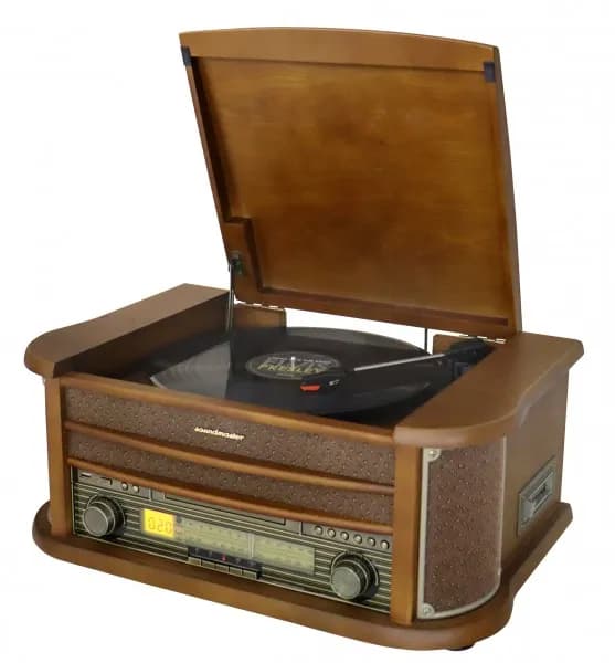 Soundmaster Musiikkijärjestelmä Vinyyli CD Radio Bluetooth Retro-design NR560 Puu
