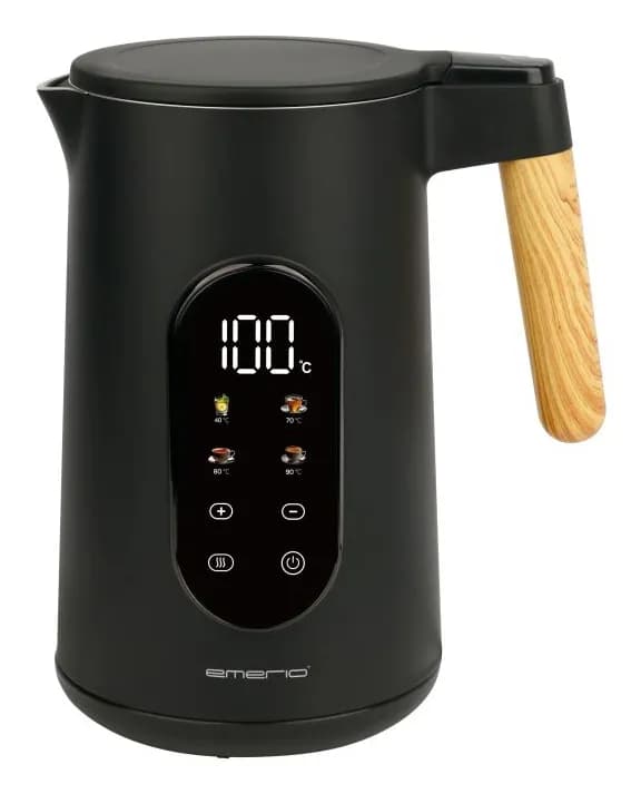 Emerio WK-132230 -vedenkeitin, 1,7 l, 2200 W, Matt Black/Wood