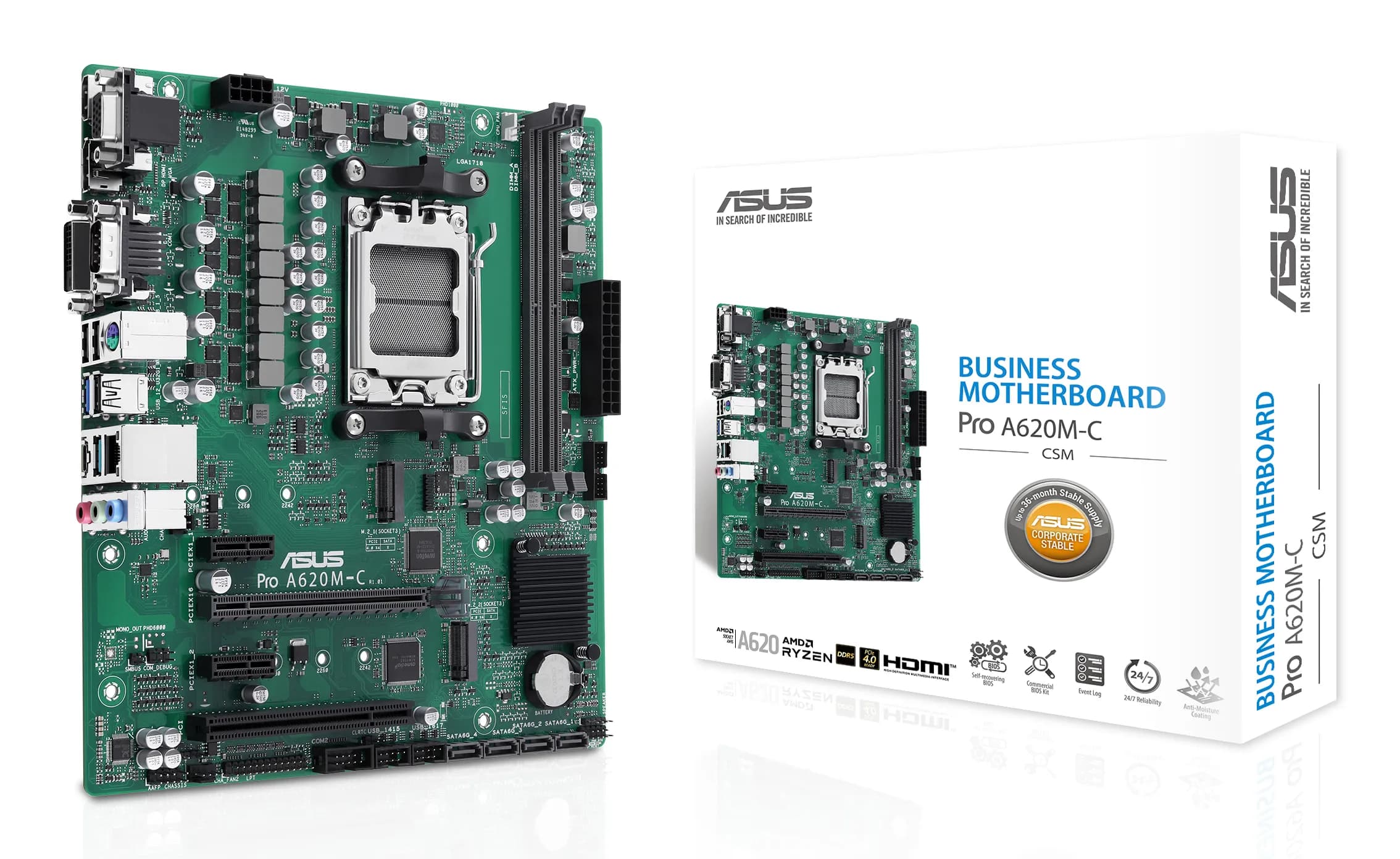 Asus PRO A620M-C-CSM AM5 mATX -emolevy