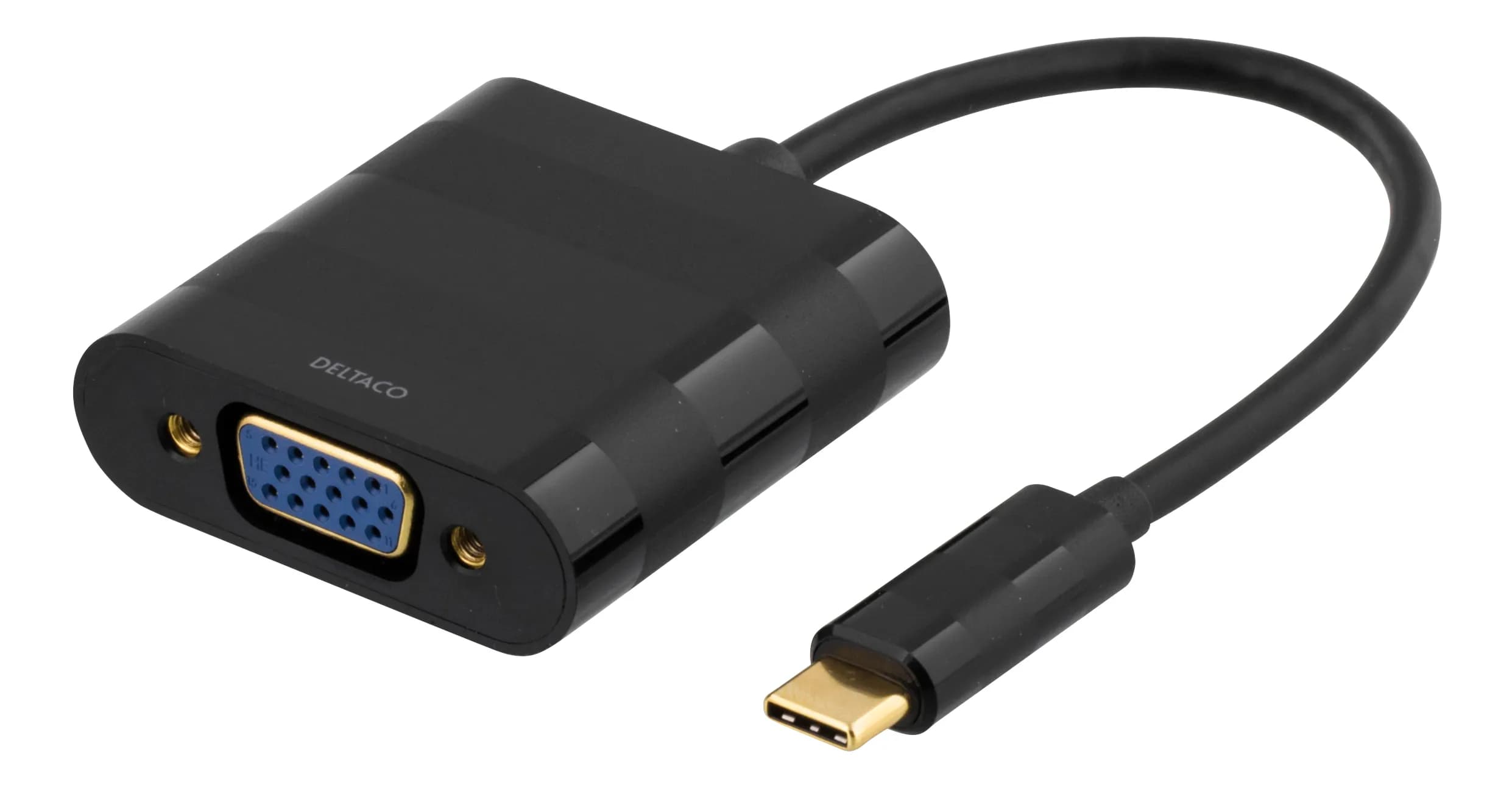 Deltaco USB-C – VGA -adapteri, Musta