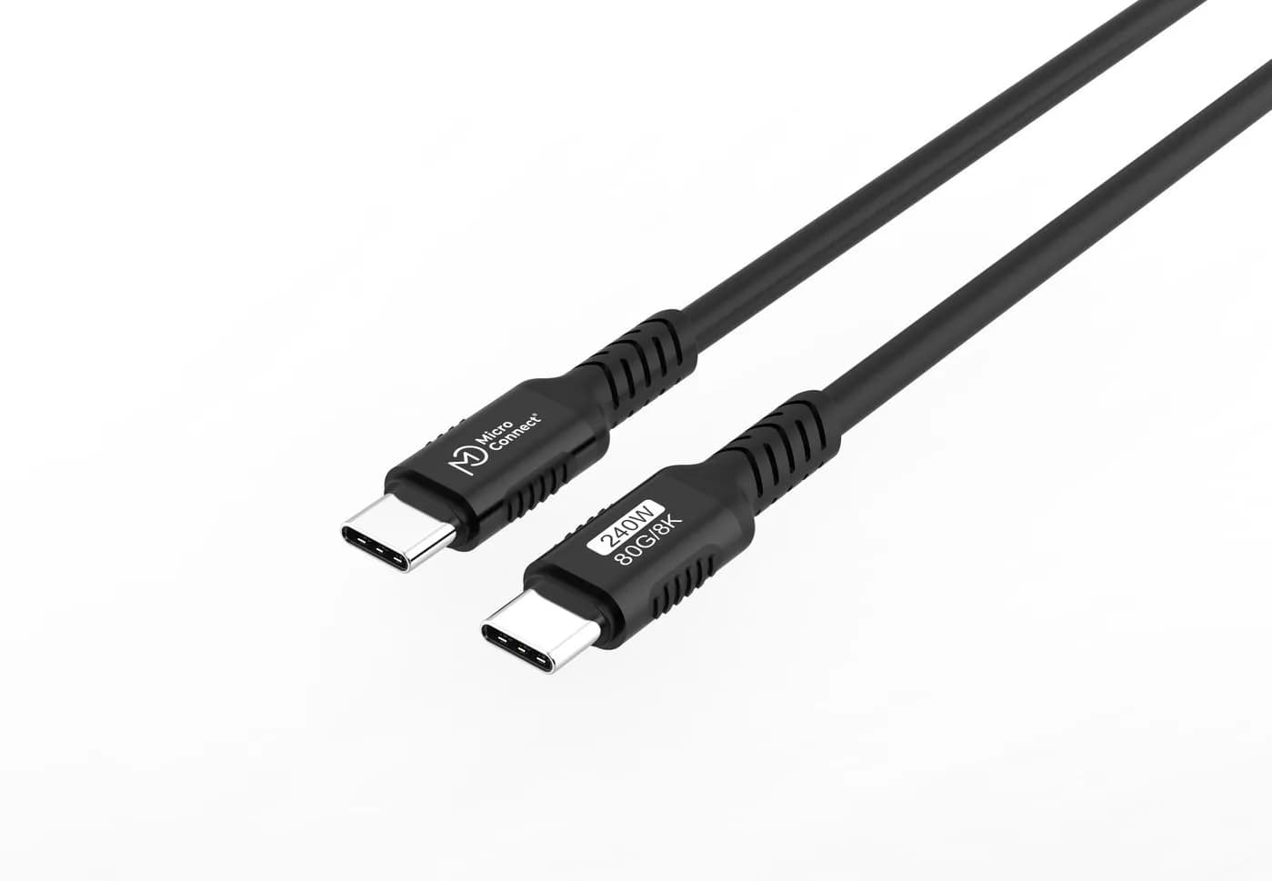 MicroConnect Premium Liquid Silicone USB4 Gen3x2 80 Gbps USB-C -kaapeli, 240 W, 0,15 m, musta