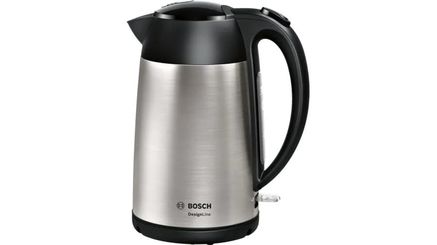 Bosch DesignLine TWK3P420 -vedenkeitin, 1,7 l, 2400 W, musta/ruostumaton teräs
